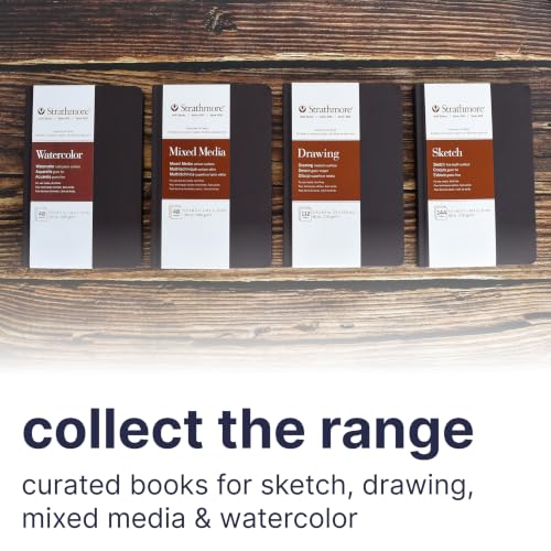 Strathmore 500 Series Mixed Media Paper Art Book, Matte Brown Soft Cover Binding, Natural White, 32 Sheets, 8x10 inch - size: 8x10 inch, style: Soft Cover