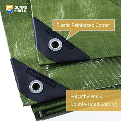 GUARD SHIELD Tarps Heavy Duty Waterproof 12x16 Feet Green Poly Tarp Cover Outdoor Thick UV Resistant Tarpaulin with Grommets 10mil (2-Pack) - color: Green, size: 12x16 (2-Pack)