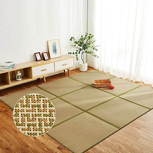 Nisorpa 71'' x 71'' Japanese Tatami Mat Igusa Tatami Mattress 0.47'' Thick - color: Green