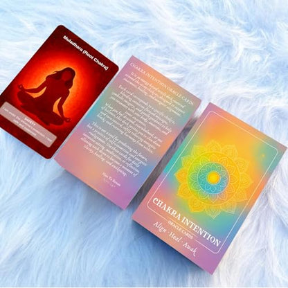 Chakra Intention Oracle Cards, 49 oracle card with meanings on them Reflection Deck for Mindfulness, Intention Setting Meditation, Seven Chakra Inspired Oracle Cards for Self-Reflection Personal Gro