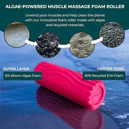 Oceanfoam Ripple Travel Foam Roller (11" x 3.35") Firm Mini Foam Roller for Physical Therapy, Deep Tissue Massage, Back Pain - High Density, Ergonomic Wave Textured, Yoga, Pilates, Exercise (Hot Pink) - color: Hot Pink