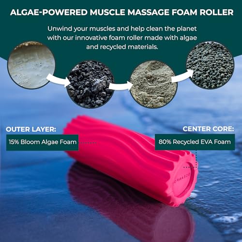 Oceanfoam Ripple Travel Foam Roller (11" x 3.35") Firm Mini Foam Roller for Physical Therapy, Deep Tissue Massage, Back Pain - High Density, Ergonomic Wave Textured, Yoga, Pilates, Exercise (Hot Pink) - color: Hot Pink