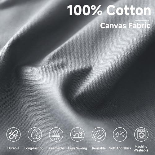Simple&Opulence 100% Cotton Canvas Fabric 10oz. 59 Inch by the Yard, Nature Duck Fabric Textile Medium Weight for Painting, Sewing, Crafts, Embroidery, Bag, Handmade Home Decor(2 Yards, Grey) - color: Grey, size: 2 Yards