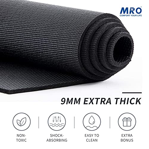 MRO Extra Large Yoga Mat, 12'x6'/9'x6'/7'x5'/6'x4' (9MM) | Extra Wide and Thick Exercise Mats for Home Gym Workout, Non-Slip, Soft for Women and Men, Ideal for Yoga, Pilates. - color: black, size: 9*6 FT