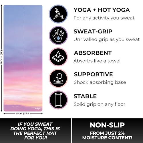 Plyopic All In One Yoga Mat | Luxury Sweat-Grip Mat/Towel Combo | Ideal for Yoga, Hot Yoga, Bikram, Pilates, Workout & Exercise | Eco-Friendly Natural Rubber - color: Breathe