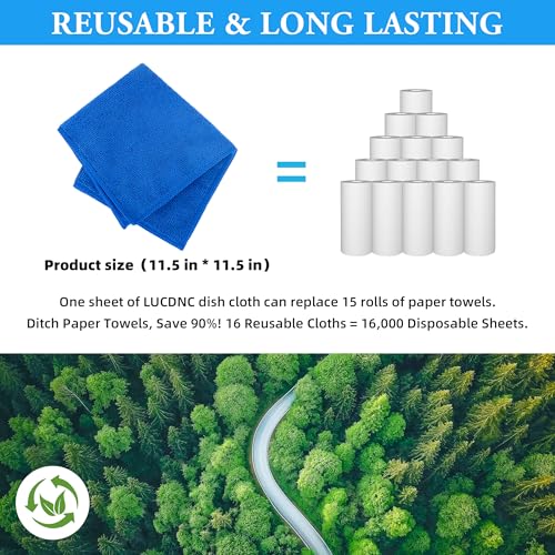 lucdnc Microfiber Cleaning Cloths 16 Pack 8 Colors 11.5"x11.5"