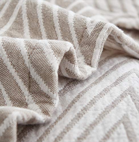 MEJU Grey Checks Striped Triange Muslin Reversible Summer Blanket for Bed Sofa Couch 100% Combed Cotton 3 Layer Soft Warm Bedspread Throw Blanket Bed Coverlet Sheet Full Queen 80 in X 90 in - color: Check2 Gray, size: F/Q 80 in x 90 in
