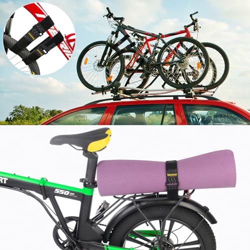 Trilancer Elastic Cinch Straps with Anti-Slip Strips, 18'' x 2'' (4 Pack) | Hook and Loop Storage Straps with Buckle, Bundling Bands for Extension Cords, Cables, Ropes, Hoses, Bike, Boat, Pant Garters - size: 18"(4 pcs)