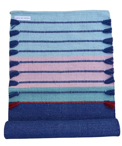 Jaipur art & Rugs Cotton Yoga Mat - Eco-Friendly Hand-Woven Rug - Non Slip & Thick (24”x72”x5mm) for Everyday Fitness at Home - Comfortable Extra-Long - color: Multicolor 5