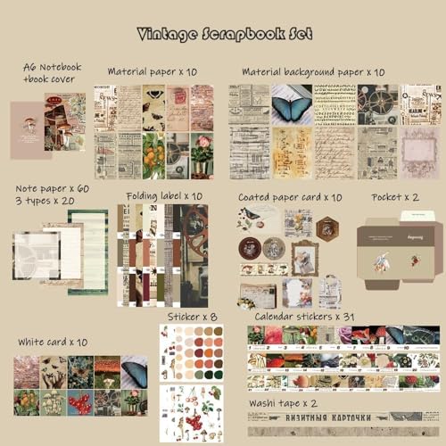 ATIRAMANIYA 346pcs Journal Supplies Kit Vintage Scrapbook Stickers Art Journaling Bullet Junk Journal Planners DIY Decoration Paper Stickers Craft Kits Notebook Collage Album (Post Office Brown Book) - color: Post Office Brown book