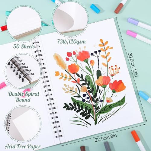 9 × 12 in Marker Paper Pad, 50 Sheets, Spiral Bound, 120gsm | Bleed-Resistant Acid-Free Paper, Smooth for Alcohol Markers, Pencils & Acrylics, Easy-Tear Pages, Lays Flat for Drawing - color: Classic, size: 9×12 inch (50 Sheets )