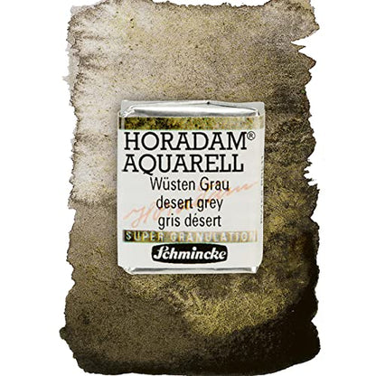 Schmincke - HORADAM® AQUARELL, Super Granulation, 14 925 044 Desert Grey, 1/2 Pans, Very Strong granulating Tones, Finest, Super granulating Watercolors - color: 925 desert grey