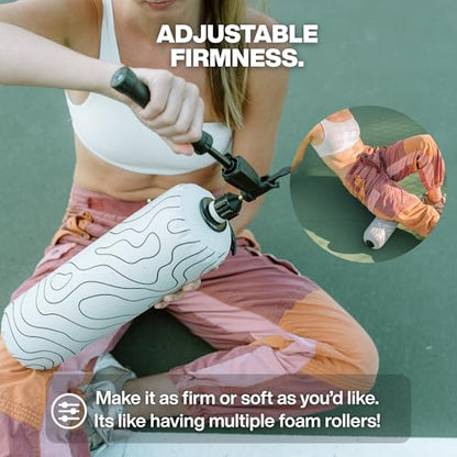 Inflatable Travel Foam Roller for Muscle Recovery and Mobility - color: Topo Black