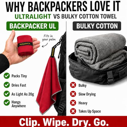 Backpacking Ultralight Quick Dry Microfiber Soft Fast Drying Hand and Face Towel Wash Cloth Camping Yoga Hiking Active Lifestyle Small (Red, Small) - color: Red, size: Small