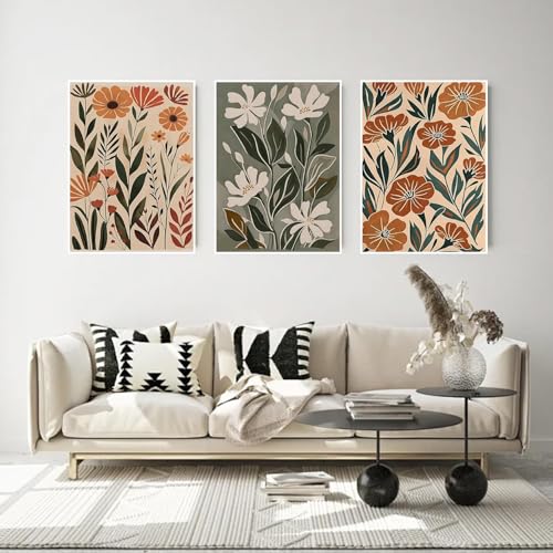 3 Pack Boho Diamond Art Kits for Adults Diamond Painting Kit for Beginner | 5D DIY Rustic Flowers Funny Diamond Dots Full Drill Crafts for Gem Art Dot Art for Adults Home Wall Decor for Teens 12x16 in - color: DP03294