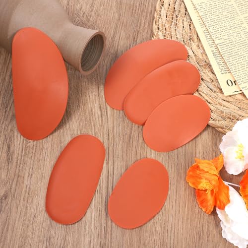 6 Pieces Red Pottery Ribs Soft Rubber Pottery Clay Ribs Set Ceramic Shaping Tools Silicone Sculpting Tools with 3 Different Sizes for Smooth Finishing and Removing Finger Marks