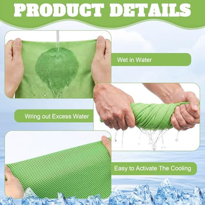 Honoson 30 Pack Cooling Towels for Neck and Face, 27 x 16 in, Green - color: Green