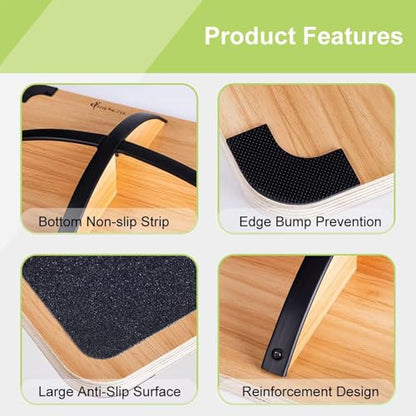StrongTek Slant Board & Balance Board Set – Wooden Incline Board with Adjustable Angles + Rocker Board for Core Strength, Stability, Stretching, Squats, and Rehab Training