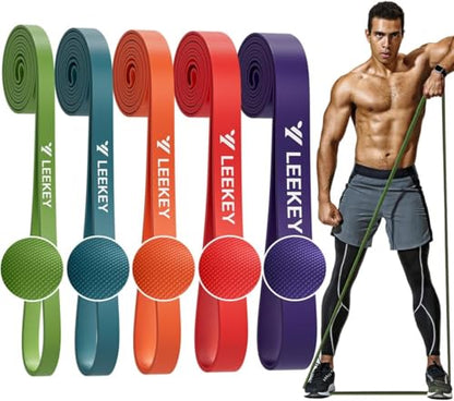 LEEKEY 5-Level Pull Up Assistance Bands Full-Body Training | Resistance Bands with Grip、Door Anchor Physical Therapy Home Gym Workouts Strength Bands for Senior/Adults - style: 5-125LBS CANDY