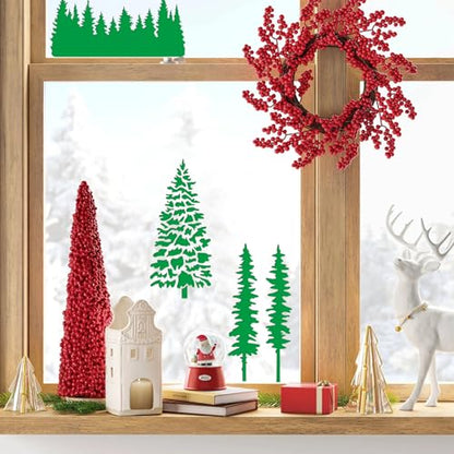 ORIGACH 14 Pcs Large Pine Tree Stencils for Painting, 11.8x6inch | Reusable Tree Painting Stencils for Fabric Canvas Window Furniture Home Decor - style: Pine Tree