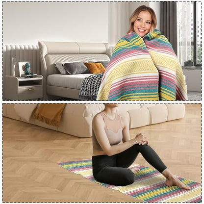 M-Aimee 3 Pcs Mexican Yoga Blanket Striped Falsa, 45x70