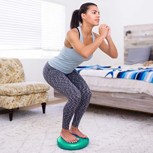 ProsourceFit Core Balance Disc Trainer, 14” Diameter with Pump for Improving Posture, Fitness, Stability - color: Green