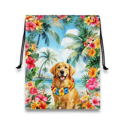 Grip Bag Palm Tree Golden Retriever Small Gymnastics Grip Bags for Fitness - color: Golden Retriever-multi, size: 12"(H)*9.25"(W)