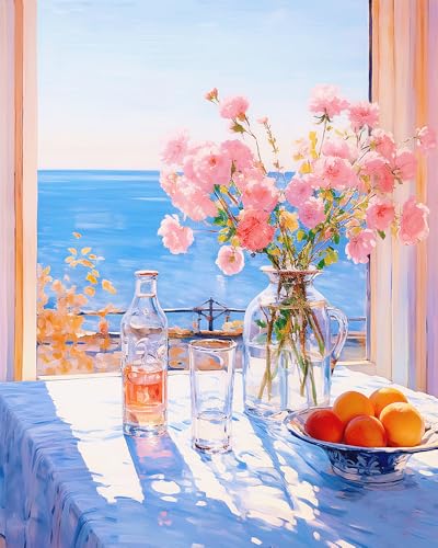 ZRIZQ Paint by Numbers Kit for Adults Beginner,Flowers Landscape,16x20 | Full set with wooden brushes,rolled canvas,rich paints.Calming activity.Beginner friendly.Just open and paint. - color: 16"X20"Rolled Canvas(Frameless)-Flowers 15