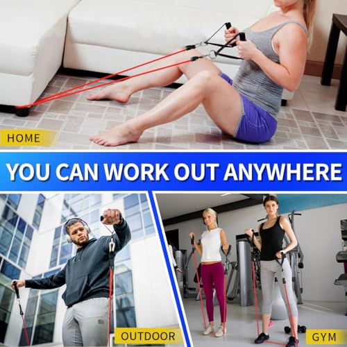 WHATAFIT Resistance Bands, 5 Level Exercise Bands with Handles for Workout - color: 10-100LB-Colorful