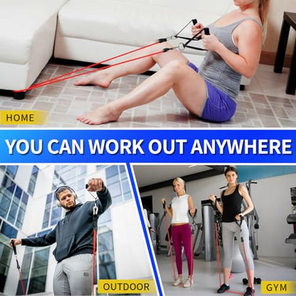 WHATAFIT Resistance Bands, 5 Level Exercise Bands with Handles for Workout - color: 10-100LB-Colorful