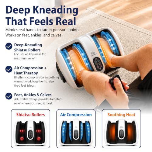 Cloud Massage Shiatsu Foot Massager with Heat, Standard Size, White - color: White