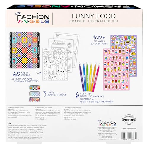 Fashion Angels Funny & Cute Food Graphic Journaling Stationery Set | Includes 1 Tabbed Sketchbook, 2 Sticker Sheets & more, Great Office Product for Kids - style: Funny Foods Graphic