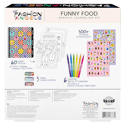 Fashion Angels Funny & Cute Food Graphic Journaling Stationery Set | Includes 1 Tabbed Sketchbook, 2 Sticker Sheets & more, Great Office Product for Kids - style: Funny Foods Graphic