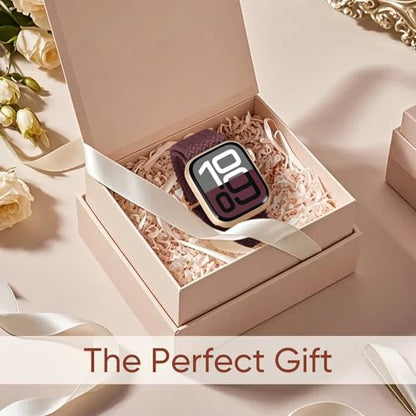 Braided Stretchy Nylon Band Compatible for Apple Watch Bands Women Men - color: DarkWine, size: 44mm/45mm/46mm/49mm