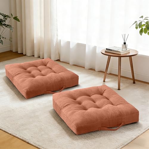 Pink Floor Cushion Tufted Corduroy Chair Pads for Tatami - color: Pink
