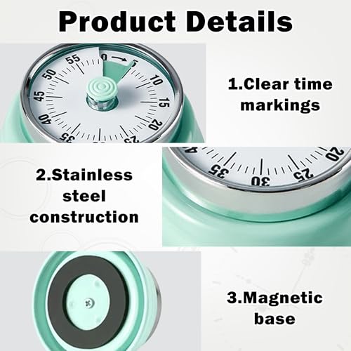 60-Minute Magnetic Visual Timer, Silent Operation and No Battery Needed, Time Management Tools for Kitchen, Homeschool Desk, Office Meetings & Home Learning Timer (Green) - color: Green