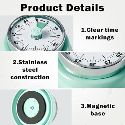 60-Minute Magnetic Visual Timer, Silent Operation and No Battery Needed, Time Management Tools for Kitchen, Homeschool Desk, Office Meetings & Home Learning Timer (Green) - color: Green