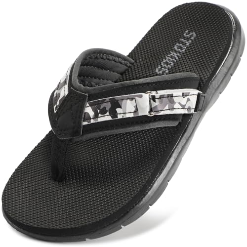 Kids Flip Flops Boys Sandals Girls Summer Beach Bathroom Outdoor & Intdoor - color: All Black, size: 12 Little Kid