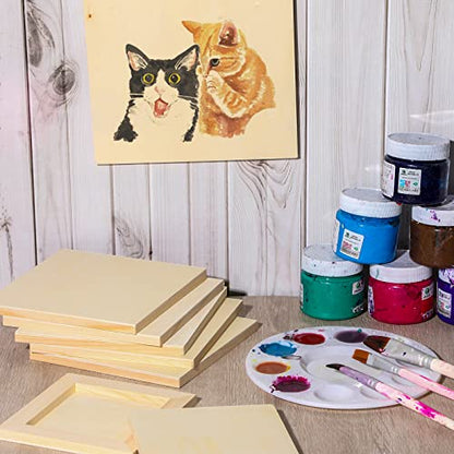 Youyole 12 Pack 3 Sizes Unfinished Wood Canvas Panels Kit | Wood Panels for Painting, Cradle Boards, for Painting, Pouring, Burning, Crafts, Epoxy Resin, Laser Engraving Cutting - size: Assorted (3 Sizes)