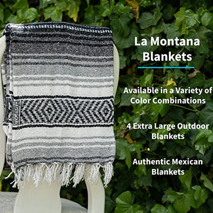 La Montana Bulk Falsa Mexican Blanket, 4 Pack, Charcoal/Silver/White - color: Charcoal/Silver/White