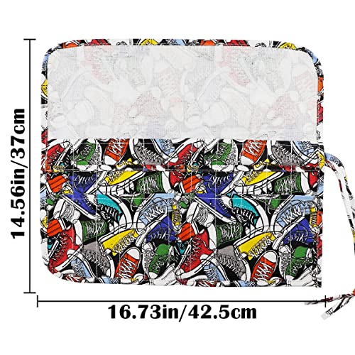 22 Slot Canvas Art Paint Brush Holder Canvas Brush Pouch Watercolor Paintbrushes Roll-Up Case Bag for Watercolor Oil Paint Brush (Trendy Graffiti Style) - color: Style-2