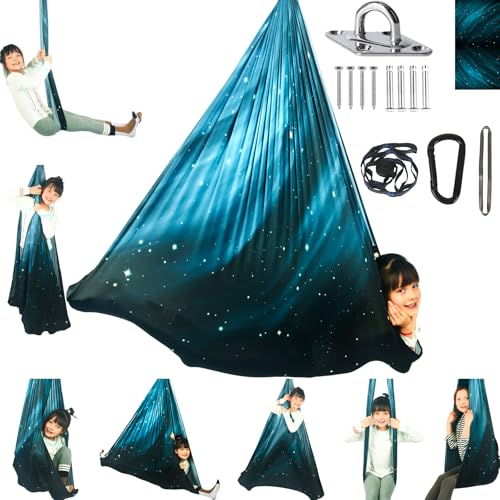 HiCamer Sensory Swing for Kids Indoor and Outdoor Therapy Cuddle - color: Space Teal
