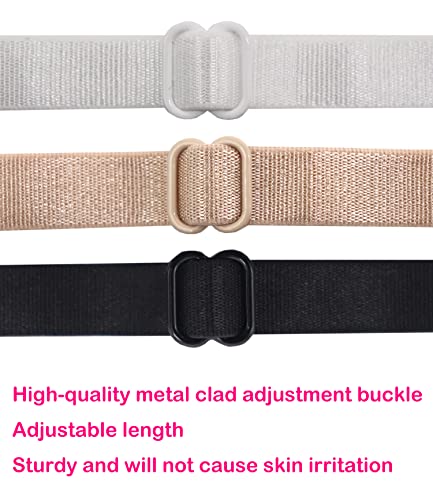 Women's Non-slip Adjustable Elastic Bra Strap Clips Holder-3 Packs - color: Black, White, Skin Color