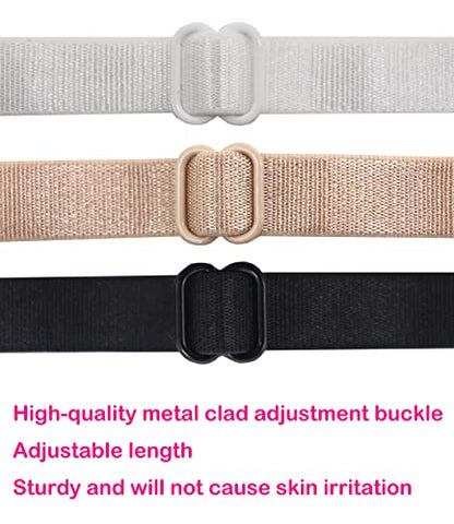 Women's Non-slip Adjustable Elastic Bra Strap Clips Holder-3 Packs - color: Black, White, Skin Color