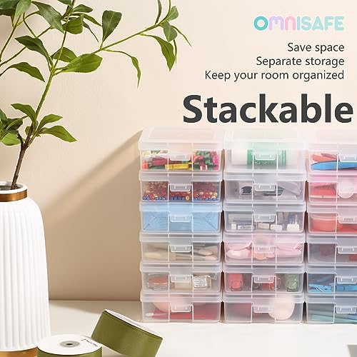 Clear Plastic Hobby Art Craft Organizer, Storage Containers | Stackable Design, Clear, Latching Lid, High-Grade Material, for Pencil Box, for Crayon - size: Small - 12 Pack