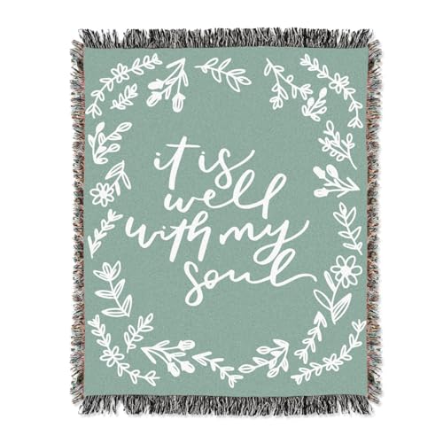 Elly & Grace Christian Woven Blanket, Religious Prayer Throw for Women, Inspirational Blanket 27x19 inches (It is Well with My Soul)