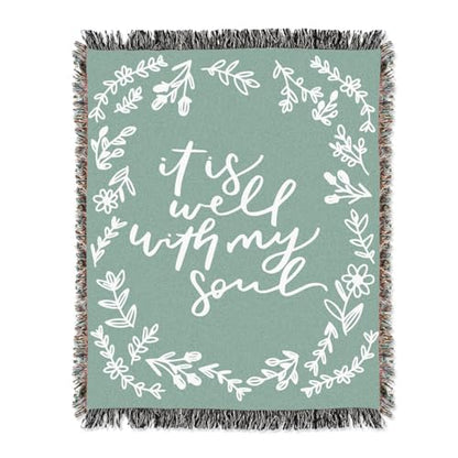 Elly & Grace Christian Woven Blanket, Religious Prayer Throw for Women, Inspirational Blanket 27x19 inches (It is Well with My Soul)