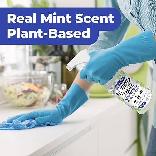 Mighty Mint All-Purpose Cleaner Spray – Plant-Based, Multi-Surface Cleaning for Kitchen, Bathroom & Home – Cuts Grease, Dirt & Grime - Peppermint Scent, 16 oz