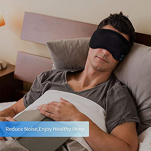 Voerou Sleep Headphones 5.2 Bluetooth Sleep Mask with Music and Ultra Thin Speakers Perfect for Sleeping, Air Travel,Meditation and Relaxation，Unique Gifts for Men Women - Black - color: Black Sleep Mask