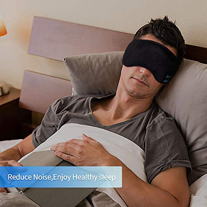 Voerou Sleep Headphones 5.2 Bluetooth Sleep Mask with Music and Ultra Thin Speakers Perfect for Sleeping, Air Travel,Meditation and Relaxation，Unique Gifts for Men Women - Black - color: Black Sleep Mask